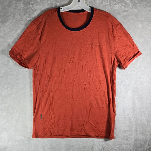 Icebreaker Merino Wool Blend T-Shirt Size Medium M Orange Tee Base Layer No Tag - Picture 1 of 9